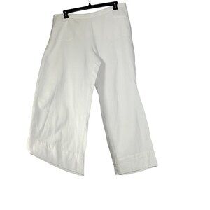 Soft Surroundings Women's White Textured Pull on High Rise Wide Leg Pants Size L
